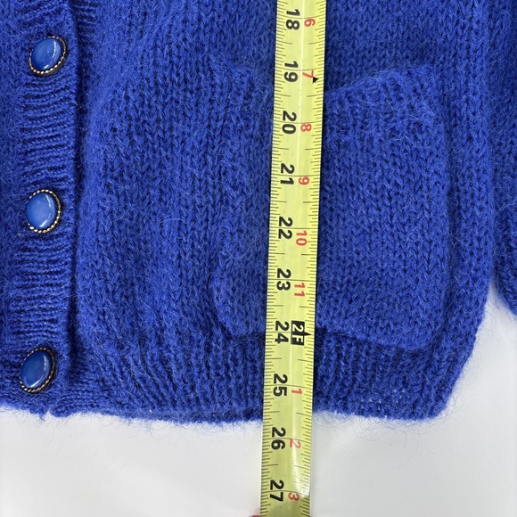 Vintage Bramble Lane Cardigan Sweater Size Large Blue Mohair Blend Button Front - Picture 13 of 13